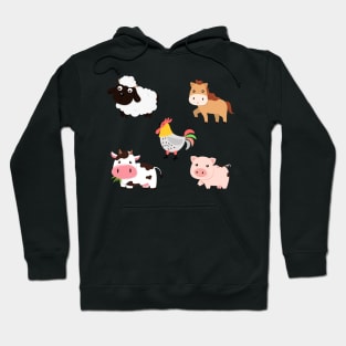 Cute Farm Funny Animal Cow Pig Sheep Horse Chicken Hoodie